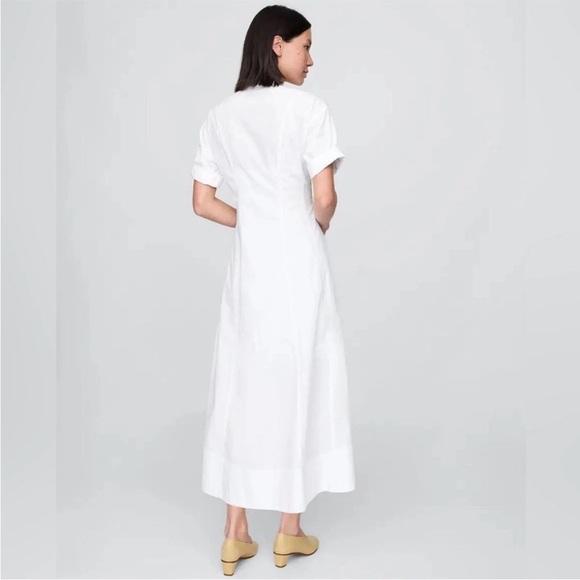 NWT! GAP white Poplin Roll-Cuff Midi Shirtdress medium m - Picture 2 of 6